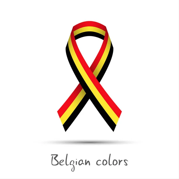 Modern colored vector ribbon with the Belgian tricolor isolated on white background — Stock Vector