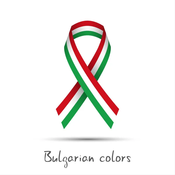 Moderno nastro vettoriale colorato con il tricolore bulgaro isolato su sfondo bianco — Vettoriale Stock