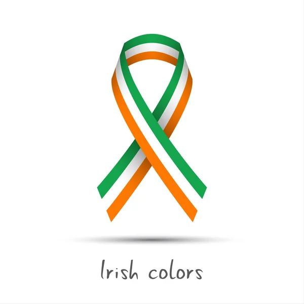 Cinta vectorial de color moderno con el tricolor irlandés aislado sobre fondo blanco — Vector de stock
