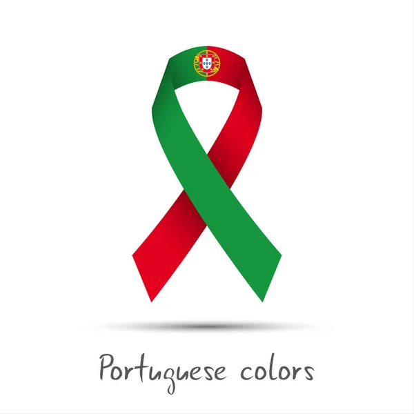 现代彩色的矢量丝带与孤立的白色背景上的葡萄牙颜色 — 图库矢量图片