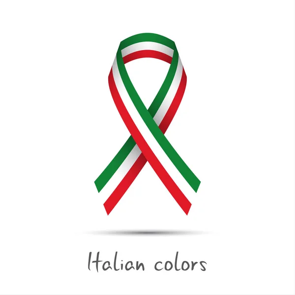 Modernes farbiges Vektorband mit italienischer Trikolore auf weißem Hintergrund — Stockvektor