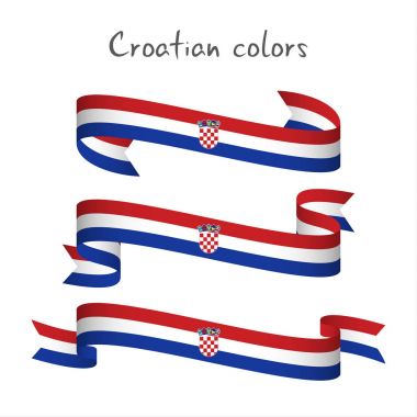 Hırvat tricolor ile üç modern renkli vektör şerit kümesi