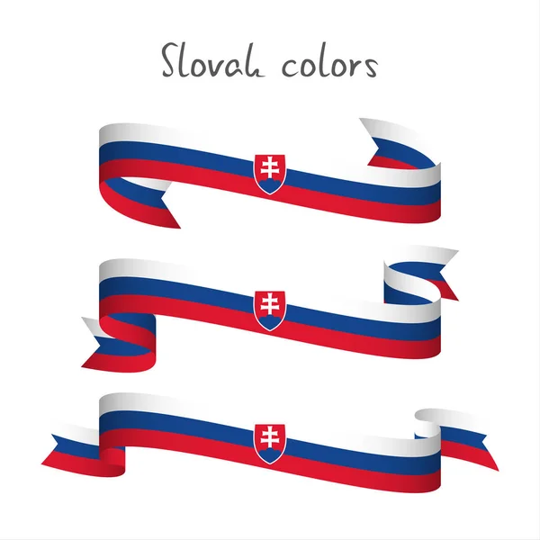 Set of three modern colored vector ribbon with the Slovak tricolor — Stock Vector