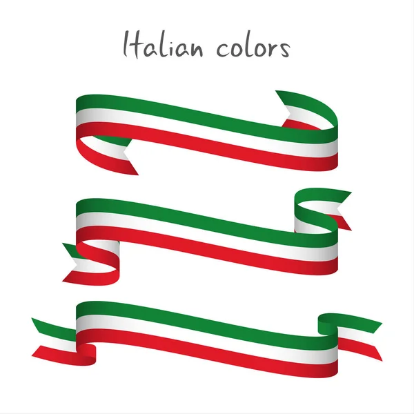 Set of three modern colored vector ribbon with the Italian tricolor — Stock Vector