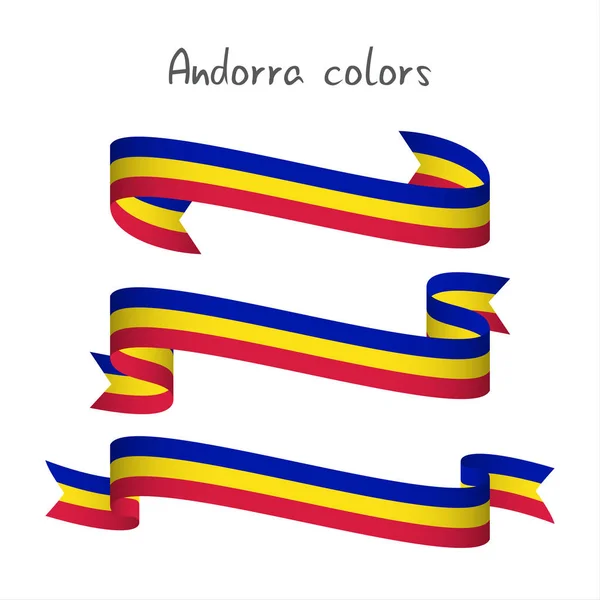 Set aus drei modernen farbigen Vektorband, andorra tricolor — Stockvektor