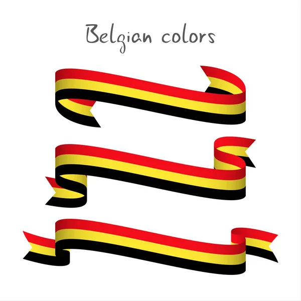 Set aus drei modernen farbigen Vektorbändern mit der belgischen Trikolore — Stockvektor