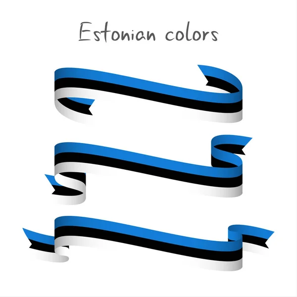 Set van drie moderne gekleurde vector lint met de Estse tricolor — Stockvector