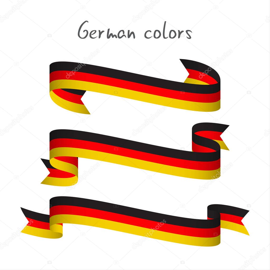 Set of three modern colored vector ribbon with the German tricolor
