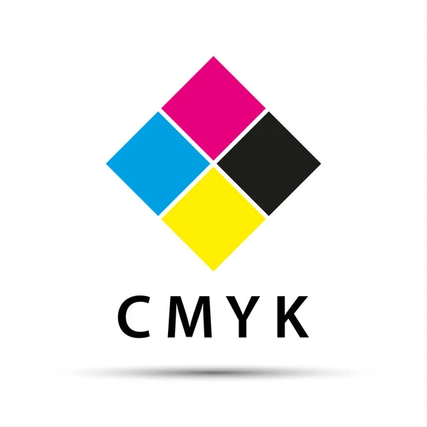 Logotipo abstracto en forma de diamante con color cmyk aislado sobre fondo blanco — Vector de stock