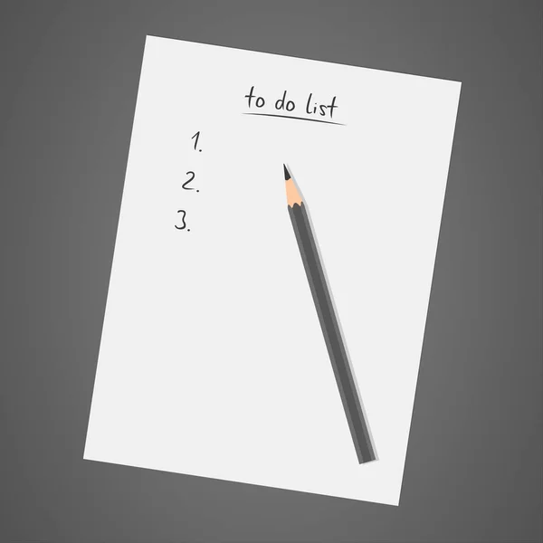 To do list, white notebook with pencil, diary, check list, task list — Stock Vector