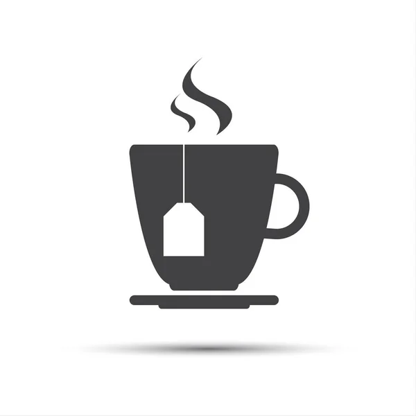 Egyszerű szürke csésze tea a tea gab tag elszigetelt fehér background — Stock Vector