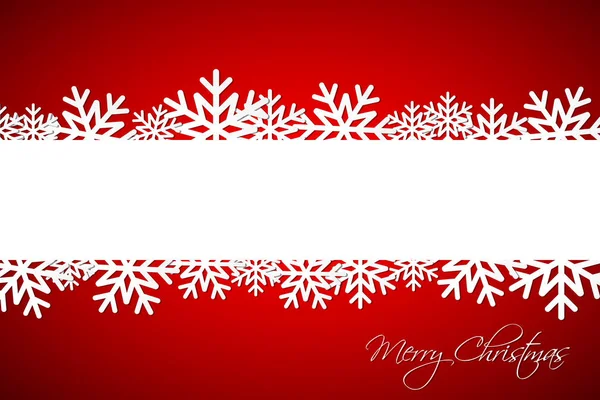 Weiße Weihnachtsschneeflocke auf rotem Hintergrund mit Platz für Ihre Wünsche, einfache Weihnachtskarte mit Schneeflocken, frohe Weihnachten — Stockvektor