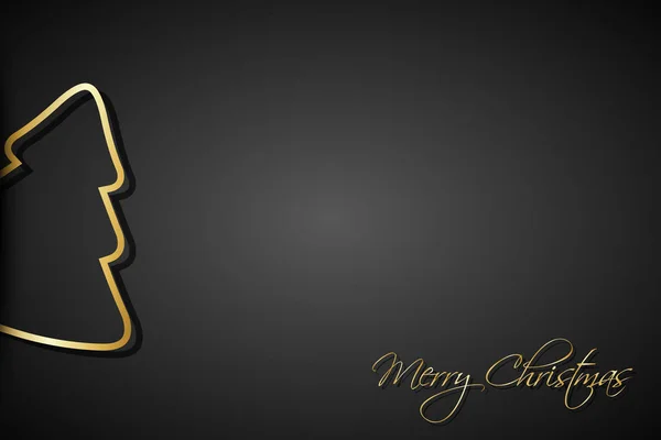 Σύγχρονη χρυσή χριστουγεννιάτικα δέντρα σε μαύρο φόντο, διακοπές ευχετήριες κάρτες — Διανυσματικό Αρχείο