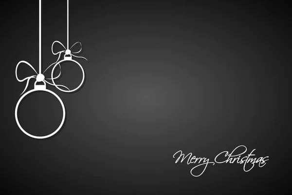 Tarjeta de felicitación de Navidad con simples bolas de Navidad blancas y signo de Feliz Navidad — Archivo Imágenes Vectoriales