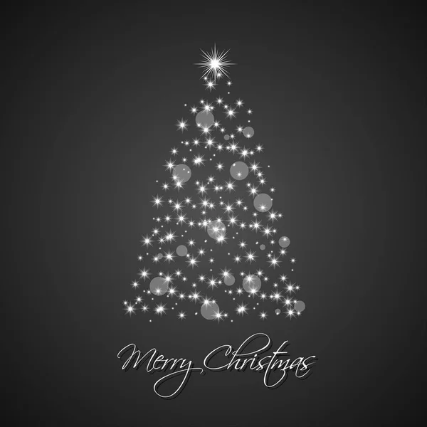 Χριστουγεννιάτικο δέντρο από αστέρια σε μαύρο φόντο, διακοπές ευχετήριες κάρτες — Διανυσματικό Αρχείο