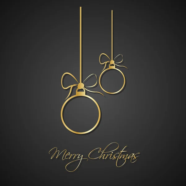 Modernas bolas de navidad doradas simples con lazo sobre fondo negro — Archivo Imágenes Vectoriales