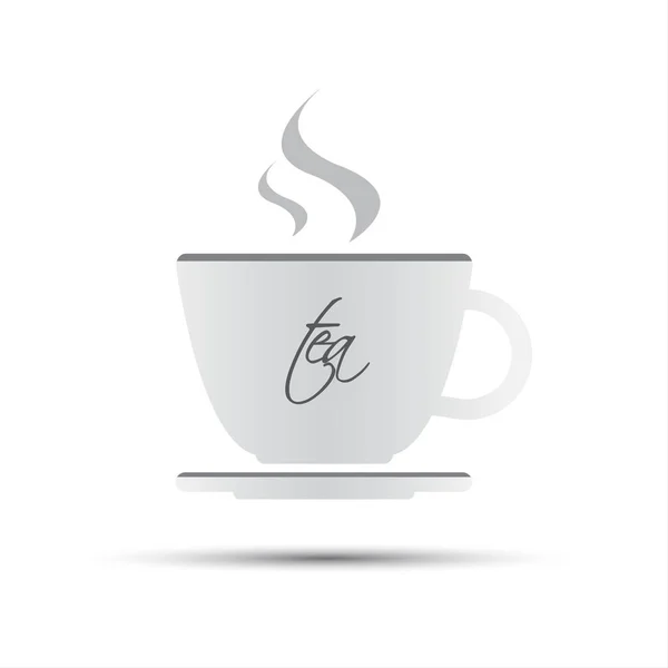 Egyszerű fehér csésze tea elszigetelt fehér background felirat — Stock Vector