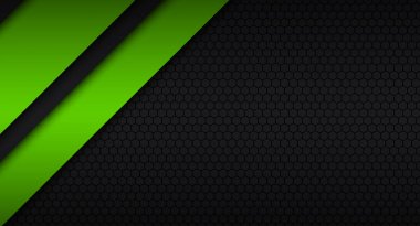 Siyah ve yeşil modern malzeme tasarımı altıgen bir desen, iş için kurumsal şablon ile vektör soyut geniş ekran arka plan