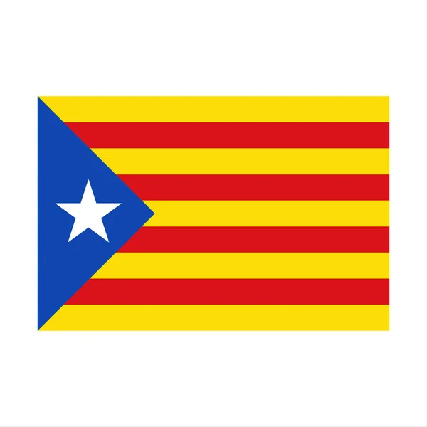 Drapeau catalan réaliste avec ombre portée, Catalogne, illustration vectorielle isolée sur fond blanc — Image vectorielle