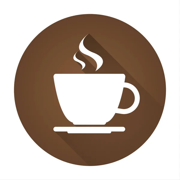 Semplice icona vettoriale rotonda di tazza di caffè con ombra goccia isolato su uno sfondo bianco — Vettoriale Stock