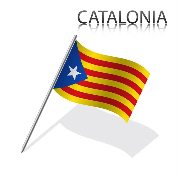 Beyaz bir arka plan üzerinde izole Katalan bayrağını Katalan bayrağını, Katalonya, basit vektör çizim — Stok Vektör