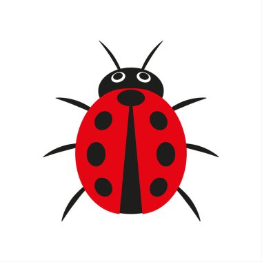 Beyaz bir arka plan üzerinde izole kırmızı uğur böceği basit vektör çizim