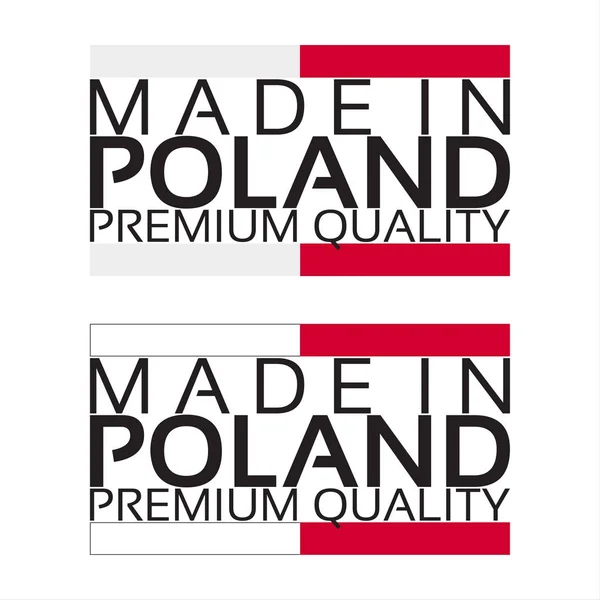 Icône Made in Poland, autocollant de qualité supérieure aux couleurs polonaises, illustration vectorielle isolée sur fond blanc — Image vectorielle