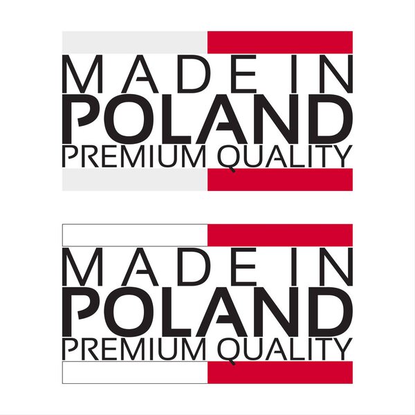 Made in Poland icon, premium quality sticker with Polish colors, vector illustration isolated on white background