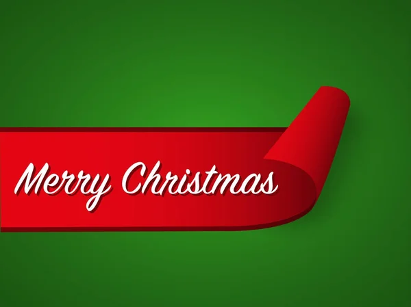 Κόκκινο τσαλακωμένο χαρτί κορδέλα και καλά Χριστούγεννα επιγραφή σε πράσινο φόντο, εικονογράφηση διάνυσμα banner Ενοικιαζόμενα — Διανυσματικό Αρχείο