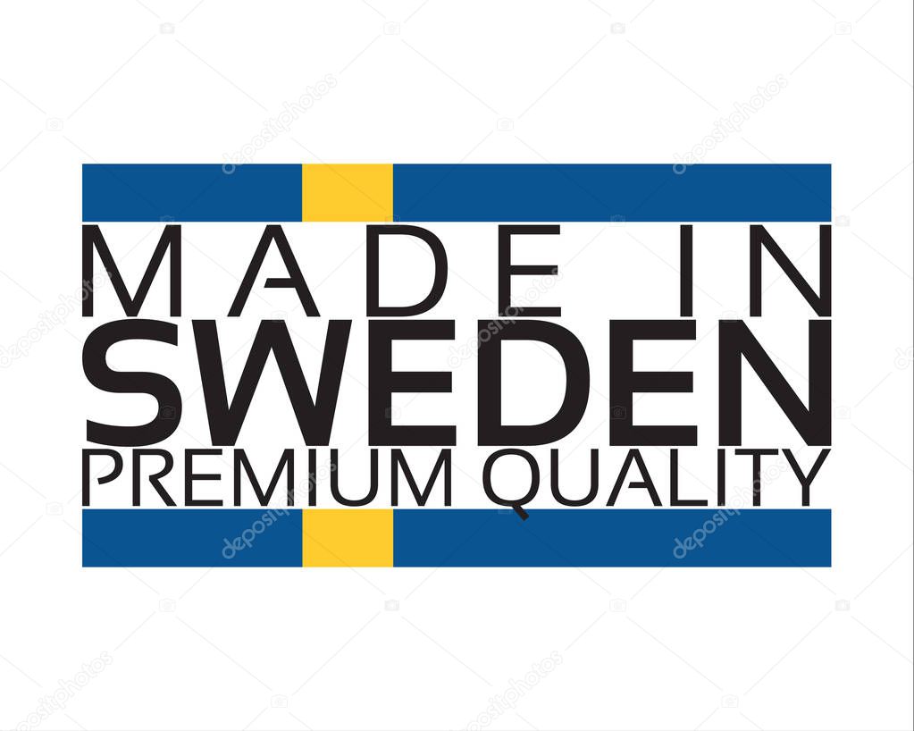 Made in Sweden icon, premium quality sticker with Swedish colors, vector illustration isolated on white background