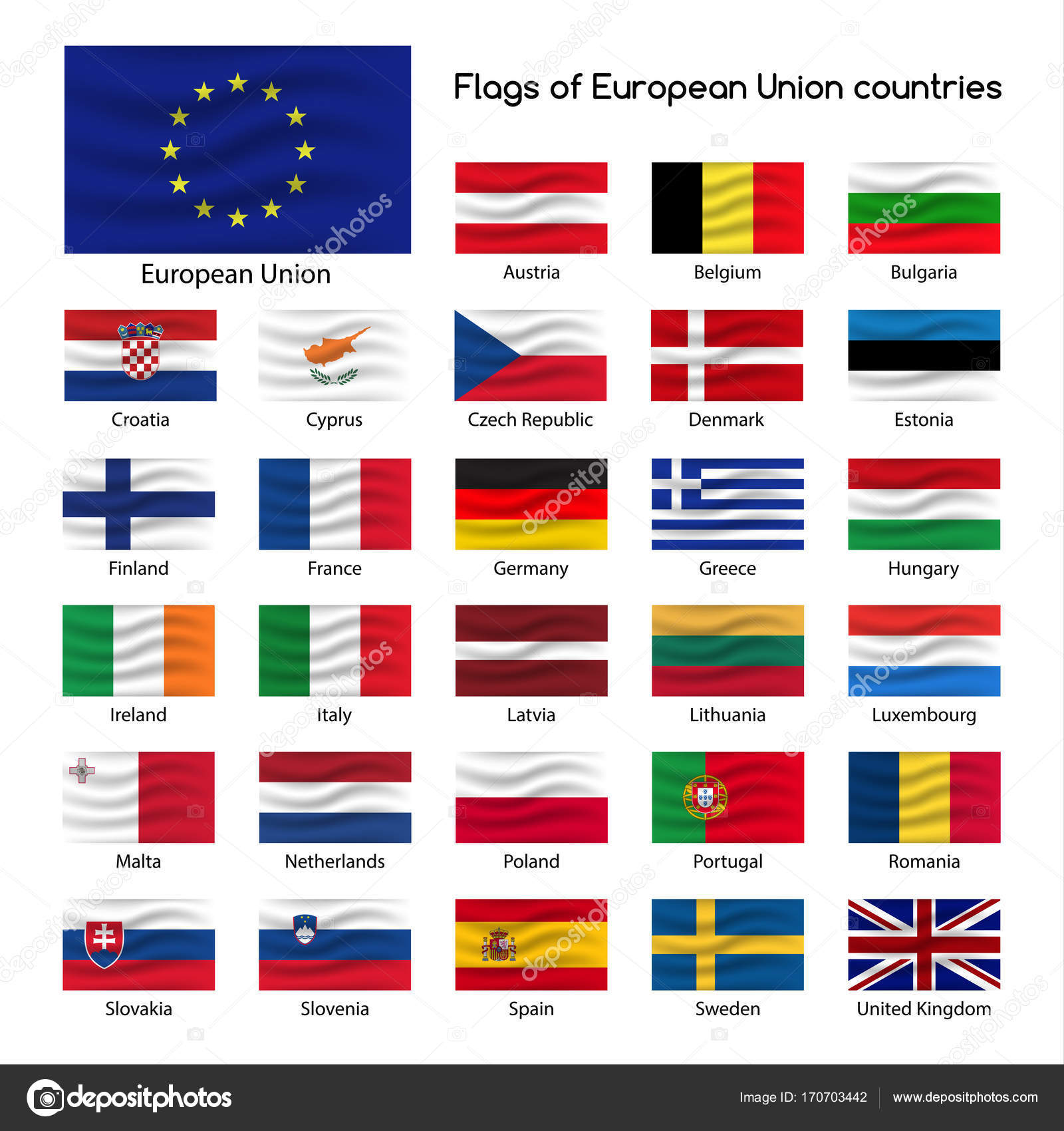 Kraje Unii Europejskiej Flagi Fijar las banderas de los países de la Unión Europea, los estados