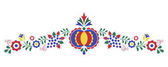 traditionelles Volksornament, mährisches Ornament aus der Region Slovacko, florales Stickereisymbol auf weißem Hintergrund, Vektorillustration