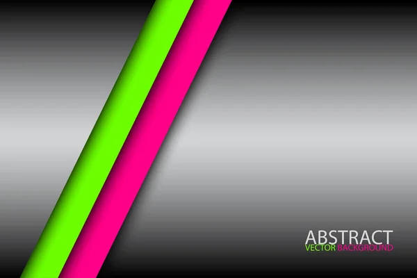 Abstracte achtergrond met twee lichte strepen, roze en groene schuine lijnen, grijze creatieve vector achtergrond — Stockvector