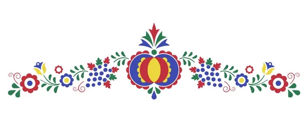 Traditionell folkmusik prydnad, mähriska prydnad från regionen Slovacko, blommiga broderier symbol isolerad på vit bakgrund, vektorillustration — Stock vektor