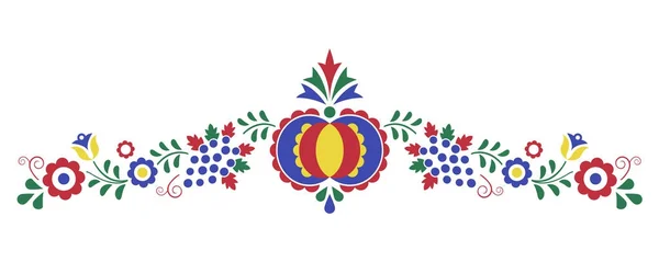 Traditionelles Volksornament, mährisches Ornament aus der Region Slovacko, florales Stickereisymbol auf weißem Hintergrund, Vektorillustration — Stockvektor