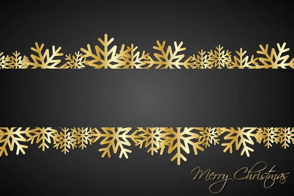 Χρυσό φόντο νιφάδες χιονιού Χριστουγέννων με χώρο για τις επιθυμίες σας, απλή κάρτα διακοπών με νιφάδες χιονιού — Διανυσματικό Αρχείο