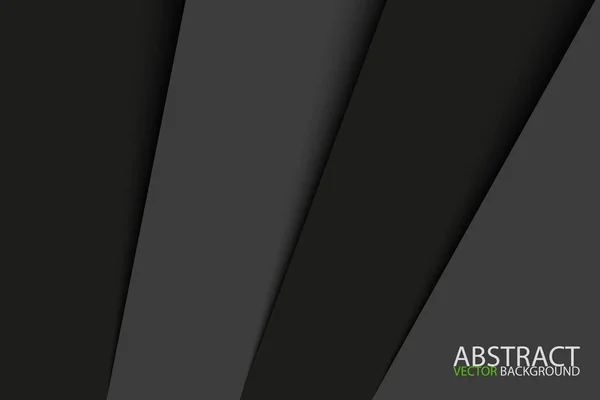 Hojas de papel negro y gris, fondo de acero inoxidable con rayas diagonales, ilustración vectorial — Vector de stock
