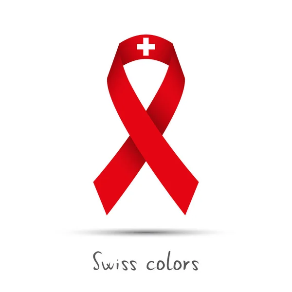 Cinta vectorial de color moderno con los colores suizos aislados sobre fondo blanco, bandera suiza abstracta, logotipo de Made in Switzerland — Vector de stock