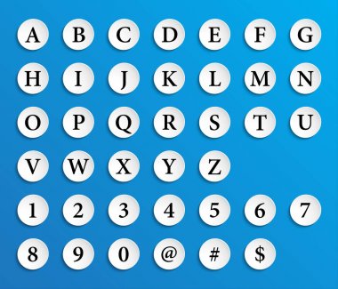 Kağıt tekerlekler ile gölge, modern mektup simgeler vektör alfabe oluşan