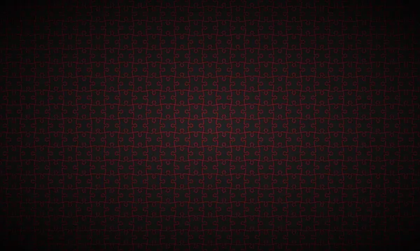 Latar belakang widescreen puzzle abstrak, potongan teka-teki hitam dengan batas merah, ilustrasi vektor - Stok Vektor