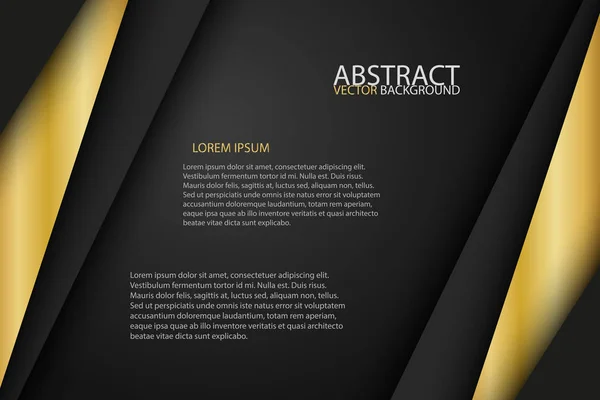 Fondo negro superposición oro y negro hojas, fondo de pantalla ancha abstracta moderna con lugar para su texto o mensaje — Vector de stock