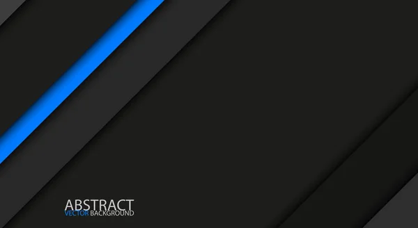 Capas de papel superpuestas modernas en negro y azul con espacio libre para su texto, diseño de materiales, fondo de pantalla ancha abstracto vectorial — Vector de stock