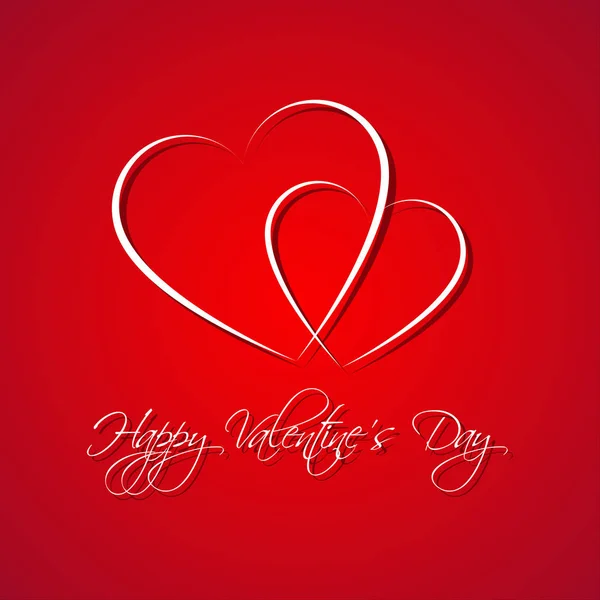 Röda enkla glad Alla hjärtans dag-kort med två hjärta, bli min Valentine bakgrund, vektorillustration — Stock vektor