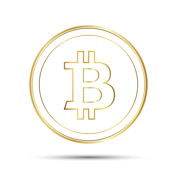 Einfaches Bitcoin-Symbol auf weißem Hintergrund, goldenes Bitcoin-Symbol, Kryptowährungsmünze, Vektorillustration — Stockvektor