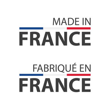 İki basit vektör simge Made in France, basit vektör simgeleri ile Fransız üç renkli beyaz arka plan üzerinde izole