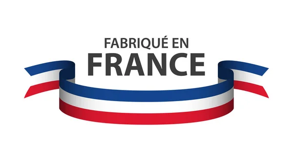 Fabriqué en France, ruban coloré avec tricolore français isolé sur fond blanc — Image vectorielle