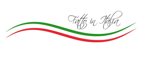 Made in italien, in der italienischen Sprache - fatto in italia, farbiges Symbol mit italienischer Trikolore isoliert auf weißem Hintergrund — Stockvektor