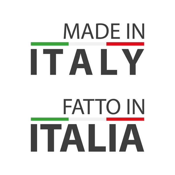 Två enkla vektor symboler Made in Italy, på italienska - Fatto in Italia, enkla vektor symbol med italienska tricolor isolerad på vit bakgrund — Stock vektor