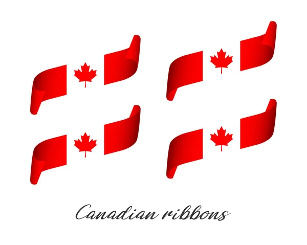 Conjunto de cuatro cintas vectoriales de color moderno en color canadiense aislado sobre fondo blanco, bandera de Canadá, cintas canadienses — Vector de stock
