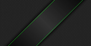 Poligon arka planı olan siyah ve yeşil modern malzeme tasarımı, işiniz için kurumsal şablon, geniş ekran arkaplan vektörü